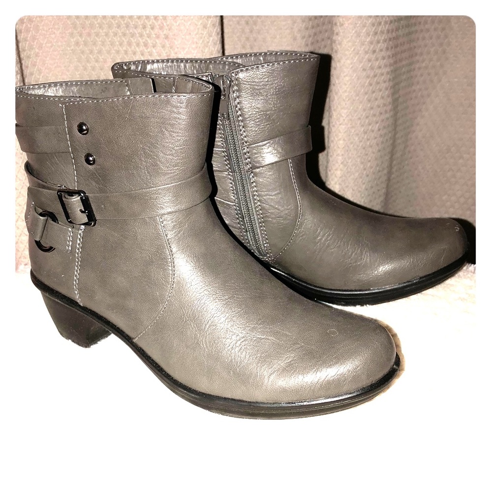Vegan leather gray booties